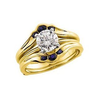 14k Yellow Gold Genuine Sapphire Solitaire Enhancer by US Gems, Size: 6: Jewelry