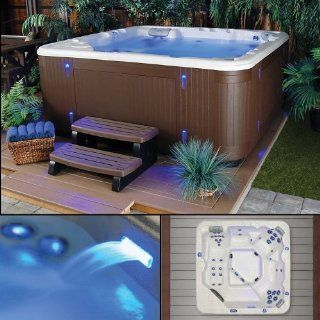 Northern Star, 6 Person, 41 Jet Hot Tub, Brown Cabinet, Multi colored LED Mood Lighting & Waterfall  Outdoor Spas  Patio, Lawn & Garden