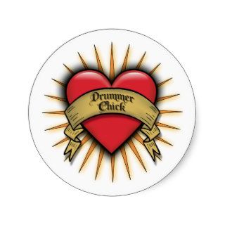 Tattoo Heart Drummer Chick Sticker