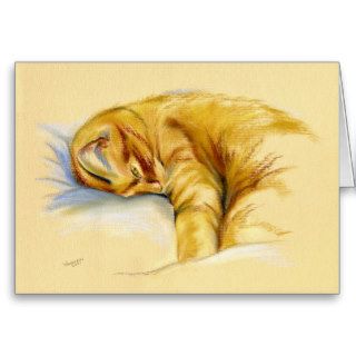 Cat Pastel   Orange Tabby Relaxed Pose Card