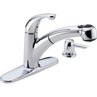 Delta Palo Single Handle Put Out Sprayer Kitchen Faucet in Chrome with Soap Dispenser   DISCONTINUED 467 SD DST