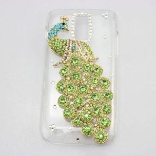 piaopiao bling 3D clear case peacock diamond hard cover for Samsung Galaxy S2 T989 T Mobile (light green): Cell Phones & Accessories