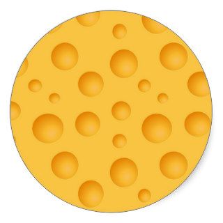 Yellow Cheese Pattern Round Stickers