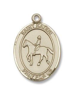 14kt Gold St. Kateri / Equestrian Medal: Pendants: Jewelry