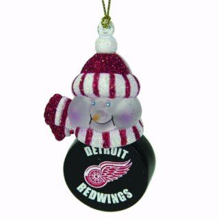Pack of 4 NHL Detroit Red Wings LED Lighted Puck Snowmen Christmas Ornaments   Christmas Figure Ornaments
