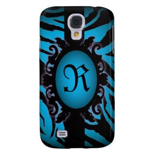 Sophisticated turquoise Zebra monogram Samsung Galaxy S4 Case