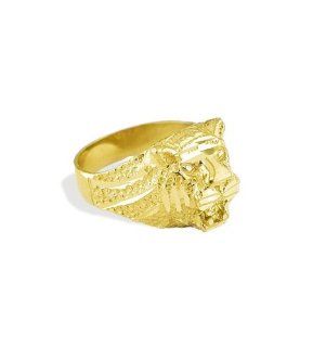 New Solid 14k Yellow Gold Lion Head Mens Band Ring Jewelry