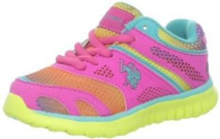 U.S. Polo Assn.Kids Kayce Sneaker (Toddler), Hot Pink/Rainbow, 9 M US Toddler: Fashion Sneakers: Shoes