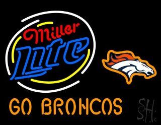 Miller Lite Denver Broncos Go Broncos Neon Sign 24" Tall x 31" Wide x 3" Deep : Business And Store Signs : Office Products