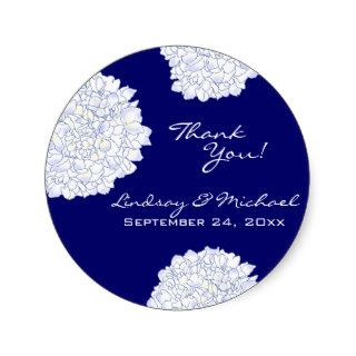 Navy Hydrangea Art Round Reception Favor Label Round Sticker