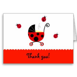 Ladybug Baby Shower Folded Thank You note cards