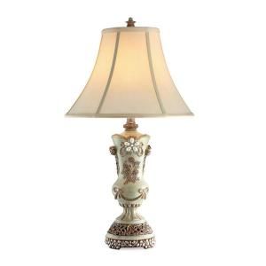 OK LIGHTING 28.5 in. Antique Brass Vintage Rose Table Lamp OK 4203T