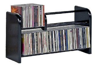 Wood Tech CDRE 88 Solid Wood Media Storage Unit for Table Top or wall Mount   Black Ebony: Electronics