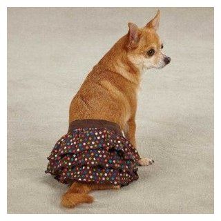 East Side Collection Chocolate Brown & Multi Colored Polka Dot Ruffle Dog Skirt Dress X Small : Pet Dresses : Pet Supplies