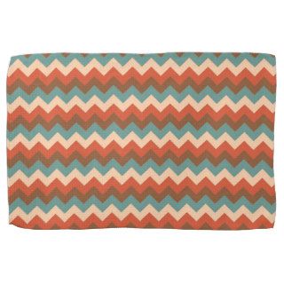 Brown, Teal, Cream, Orange Chrevron Hand Towel