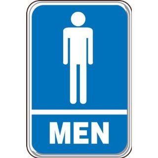 Accuform Signs PAR570 Deco Shield Acrylic Plastic Architectural Style Sign, Legend "MEN" with Restroom Graphic, 6" Width x 9" Length x 0.135" Thickness, White on Blue: Industrial Warning Signs: Industrial & Scientific