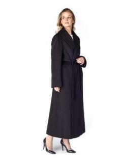Black Wool Wrap Coat Loro Piana Shawl Collar 52 at  Womens Clothing store: Wool Outerwear Coats