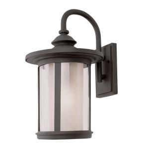 Filament Design Cabernet Collection 1 Light Outdoor Black Coach Lantern with Tea Stain Inner Glass Shade CLI WUP589611