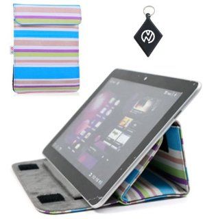 Second Generation Apple iPad (iPad 2) Wrapper Sleeve Case with Foldable Stand Mode  Great for watching Videos!  Color: Candy Cane Blue + NuVur ™ keychain (MWRPLGB1): Cell Phones & Accessories