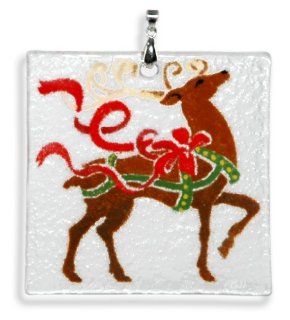 Peggy Karr Handcrafted Art Glass Reindeer Christmas Ornament: Home & Kitchen