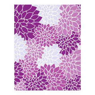 Cute girly trendy vintage flowers purple pattern flyers