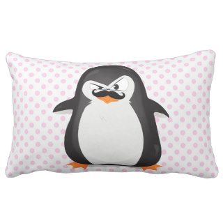 Cute Black  White Penguin And  Funny Mustache Pillow
