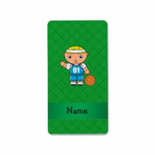 Personalized name basketball player green criss address label