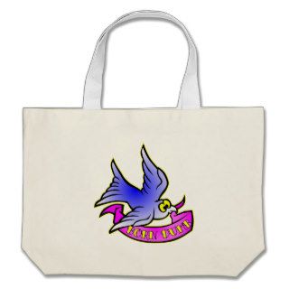 Born Dumb Old Style Tattoo Sparrow Canvas Bags