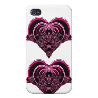 Fuchsia and black fractal heart cover for iPhone 4