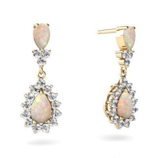 Genuine Opal 14kt Yellow Gold dangle Earrings: Jewelry