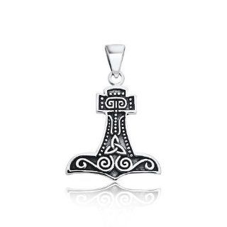 Fathers Day Gifts Thors Hammer Celtic Knot 925 Sterling Silver Pendant Jewelry