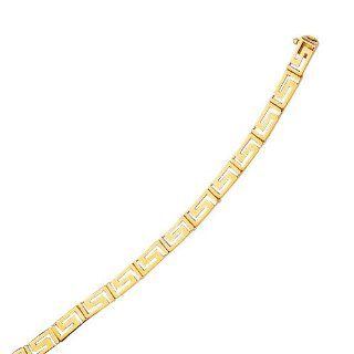 7.25" 14K Yellow Gold 5.0mm (1/5") Polished Greek Key Cut Out Bracelet w/ Box Catch Clasp: Link Bracelets: Jewelry