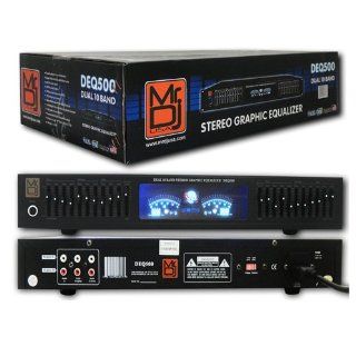 Mr. Dj DEQ500 Dual Band Stereo Graphic Equalizer with 10 Band EQ Blue Leds and Dual Vu Meters Level Monitor: Musical Instruments