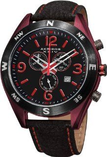 Akribos XXIV Men's AK582RD Conqueror Swiss Quartz Chronograph Leather Strap Watch: Akribos XXIV: Watches