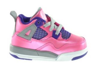 Air Jordan 4 Retro (TD) Baby Toddlers Sneakers Pink/White Cement Grey Electric Purple: Shoes