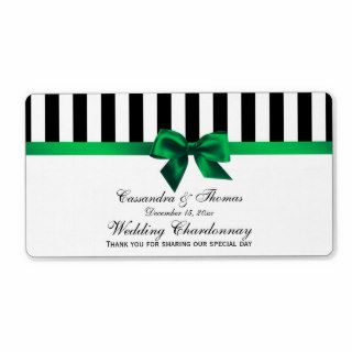 Classic Blk Wht Stripe Green H Wine Bottle Label