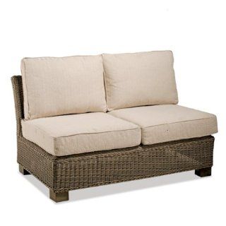 Thos. Baker Sanibel Wicker Cushion Outdoor Armless Loveseat in kamal jacquard : Patio Furniture Cushions : Patio, Lawn & Garden