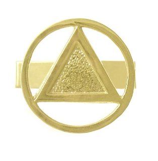 Alcoholics Anonymous AA Recovery Symbol Cuff Links, #400, Solid 14k Gold Circle Triangle, Coin Style Finish Jewelry