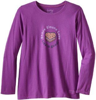 Life is good Girl's Crusher Heart S'mores Long Sleeve Tee, Vibrant Violet, Small : Fashion T Shirts : Sports & Outdoors