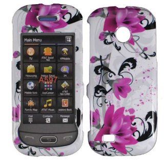 White Purple Flower Hard Cover Case for Samsung Eternity II 2 SGH A597 Cell Phones & Accessories