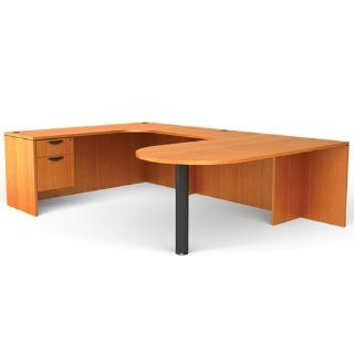 U Shaped D Island Desk, Credenza, File, 29 1/2"H x 71"W x 106 1/2"L, American Cherry : Office Desks : Office Products