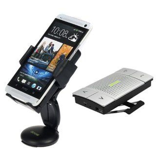 iKross 3in1 Universal Compact Windshield / Dashboard / Air Vent Car Mount Holder + Wireless Bluetooth Visor Speaker Phone Handsfree car Kit for HTC Desire 610, One (M8), Desire / Desire 601, One Max, One Mini LG Nokia Samsung and more Cell Phones & Ac