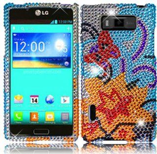LG Optimus Showtime L86C Straight Talk / Net 10 Yellow Flowers Hard Full Diamond Case Cover Faceplate Protector with Free Gift Reliable Accessory Pen: Cell Phones & Accessories