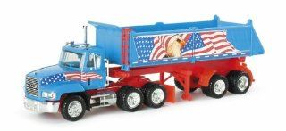 Herpa Truck Mack CH 603 and Dump Trailer USA Flag Model: Toys & Games