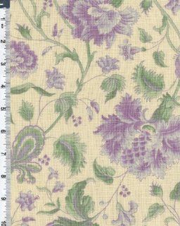 Decorator Linen Morris Style Floral Print Fabric By the Yard, Lavender Mint 627