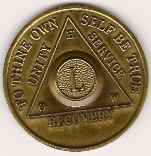 50 L TO THINE OWN SELF BE TRUE UNITY SERVICE RECOVERY H.O.W CLASSIC VINTAGE ALCOHOLICS ANONYMOUS OLD REVERSE AA HORESHOE LOGO WITH SERENITY PRAYER BRONZE COIN TOKEN MEDALLION: Everything Else