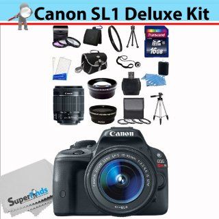 Canon EOS Rebel SL1 Digital SLR Camera with EF S 18 55mm f/3.5 5.6 IS STM Lens with SSE Bundle Kit which Includes .43x Wide Angle Lens, 2.2x Telephoto Lens, 3 Piece Filter Kit, 4 Piece Closeup Macro Lens Set, 16GB SD Memory Card, Carrying Case, Tripod and 