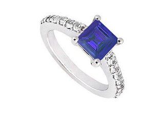 Unique Jewelry UBJ1352AW14DS Sapphire and Diamond Engagement Ring  14K White Gold   1.00 CT TGW  Size 7 Jewelry