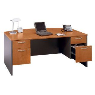 Bush Series C Bow Front Desk with File Pedestals : Office Desks : Office Products