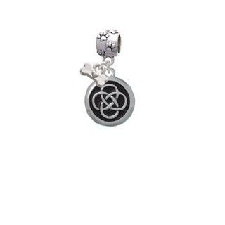 Celtic Knot in Black Circle Paw Print Charm Dangle Bead with Dog Bone: Delight & Co.: Jewelry